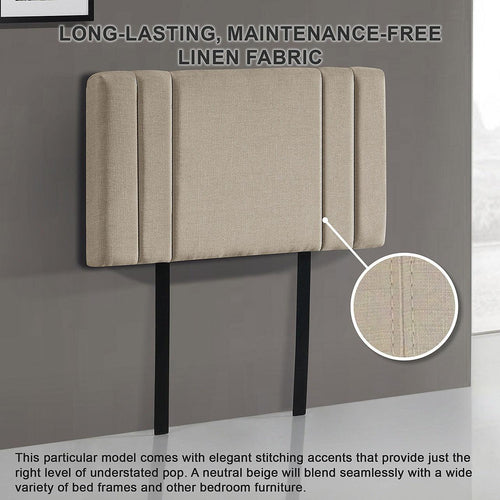 Beige Linen Fabric Single Deluxe Headboard Bedhead