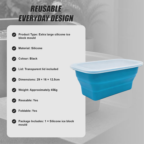 Ice Bath Ice Block Mold with Lid – Extra Large Reusable Silicone Tray