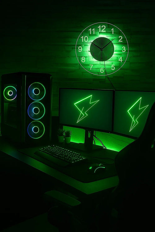 LED Light-Up Round Wall Clock with Remote – Modern Illuminated Timepiece