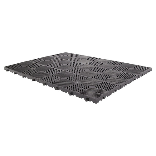 Plastic Pallets 600x300mm HDPE Grid Floor Pads 6 Pack Black