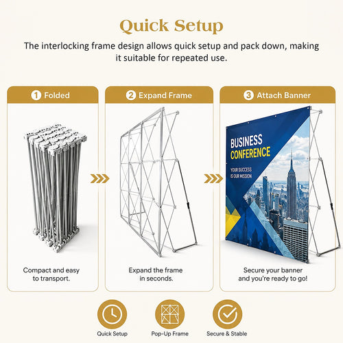 Pop Up Banner Stand 3.05m X Frame Aluminium Display