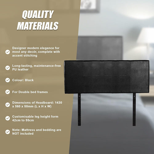 Double Black PU Leather Bed Headboard Bedhead