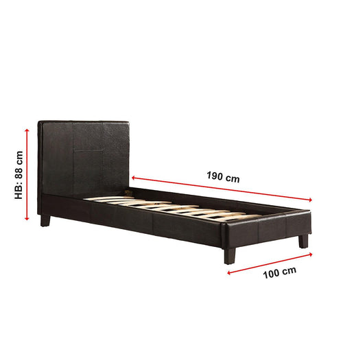 Single Bed Frame Black PU Leather