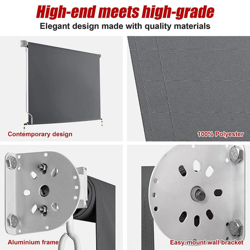 Retractable Straight Drop Awning Screen - Grey - 3x2.5m 