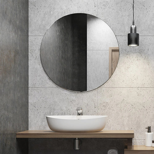 80cm Round Wall Mirror Bathroom Makeup Mirror by Della Francesca - Black