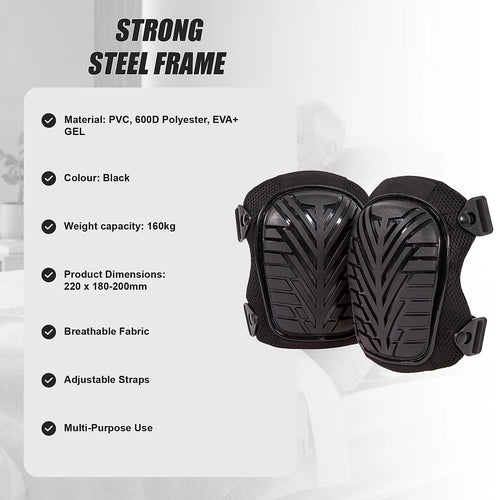 Heavy Duty Work Knee Pads – Construction Safety Pads with Foam & Gel Cushion for Trades