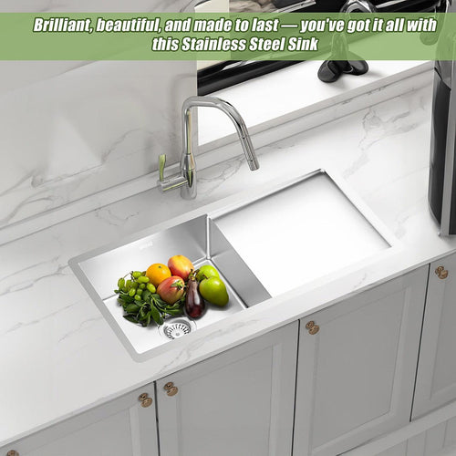 950x450mm Stainless Steel Handmade 1.5mm Sink with Waste in Stainless Steel with brushed finish Finish
