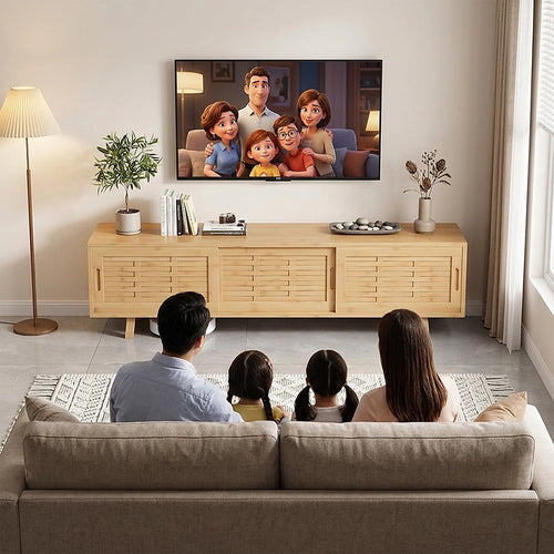 Bamboo TV Cabinet 150cm Entertainment Unit 3 Door