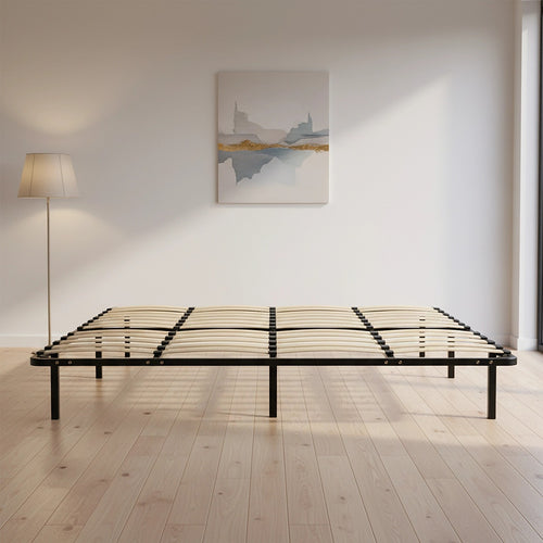 King Metal Bed Base with Slats – Heavy-Duty Steel Frame