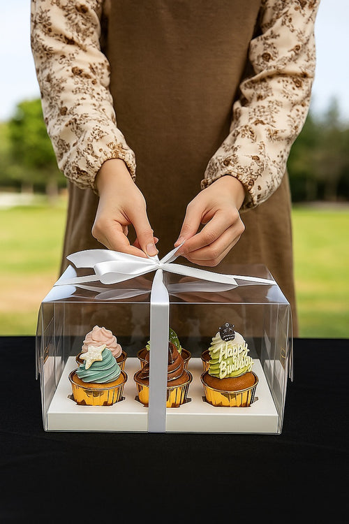 10Pcs Clear Dessert Boxes Cupcake Packing Boxes Bakery Cake Wrapping Boxes