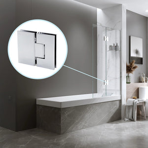 120cm Frameless Glass Bath Screen with Channel and Stainless Steel Hinges- Chrome