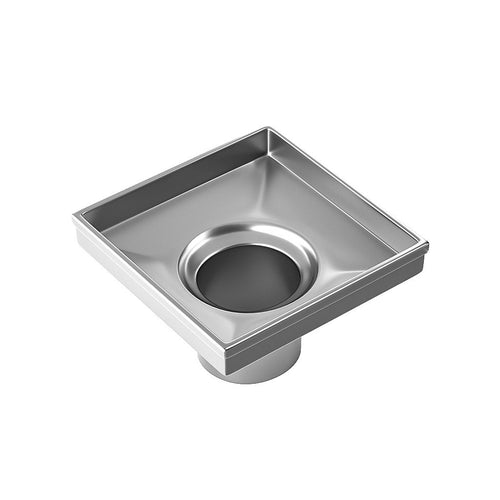 15 x 15cm Square Shower Drain with Tile Insert Grate – Chrome Stainless Steel