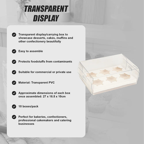 Cupcake Boxes 10-Pack – Clear PVC Dessert Packaging