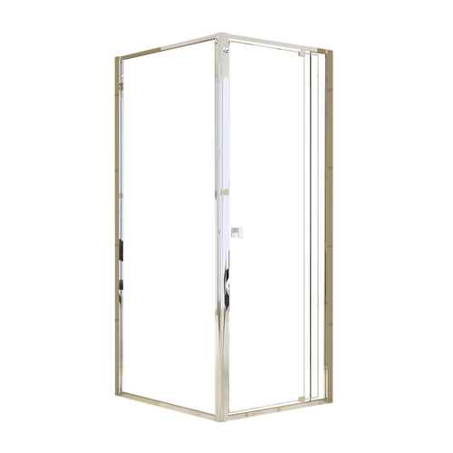 Adjustable Semi Frameless Shower Screen Front: (74~82)x195cm with Gold Hardware and Side: (89~92)x195cm