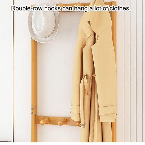 Wooden Hall Stand Modern Style Minimalist Home Floor Coat Rack with Drawer - Wood