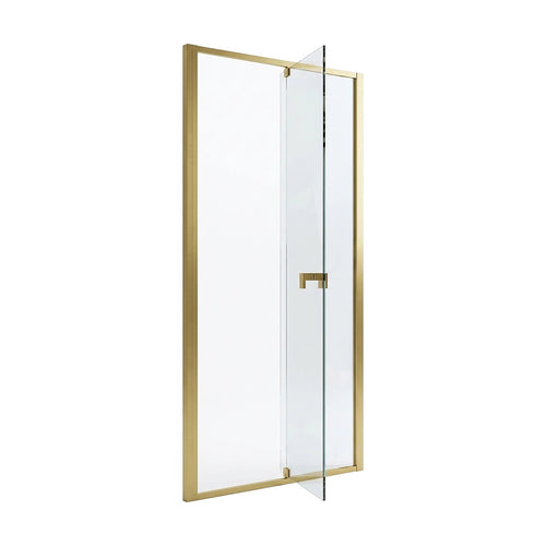 Adjustable Semi Frameless Shower Screen Front: (82~90)x195cm with Gold Hardware and No Side Return