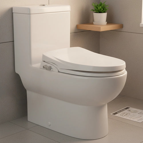 Bidet Toilet Seat with Cover – Non-Electric Bathroom Attachment with Spray Water Wash