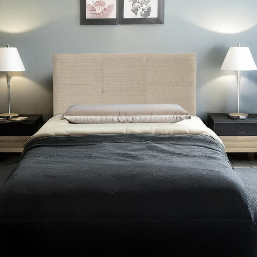Single Beige Linen Fabric Bed Headboard Bedhead