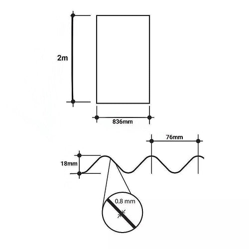 8mm PVC Corrugated Roofing Sheets Tinted Bronze UV Roof 836x2000mm Bulk 10 Pack