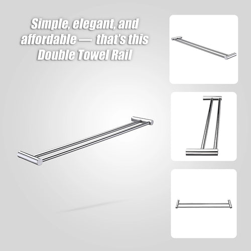 Double Towel Rail Grade 304 Stainless Steel 620mm
