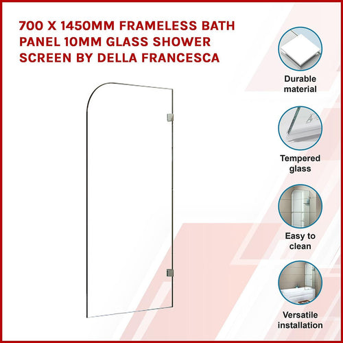 Frameless Glass Bath Screen 70 x 145cm Chrome