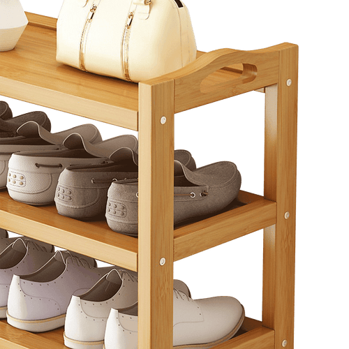 6 Layers Natural Wood Bamboo Shelf Entryway Storage Shoe Rack Home Furniture