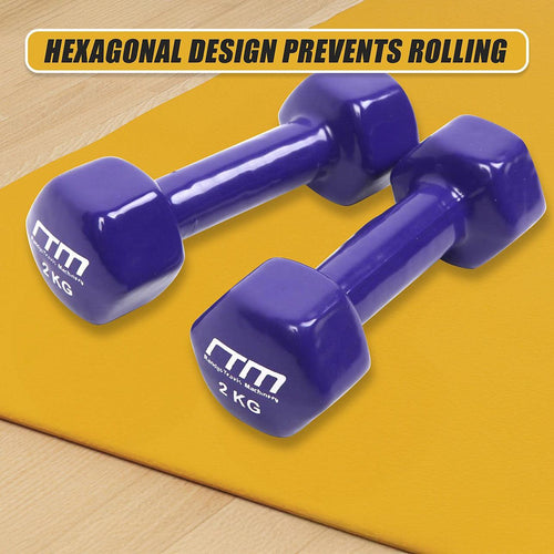 2kg Dumbbells Pair PVC Hand Weights PVC Coated
