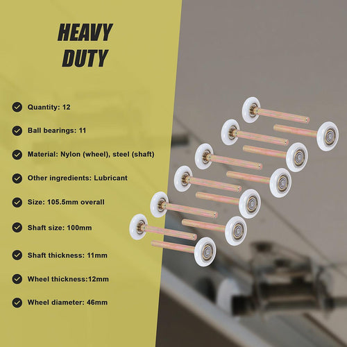 Garage Door Roller / Wheel / Heavy-duty 11 Ball Bearing 12 Pack