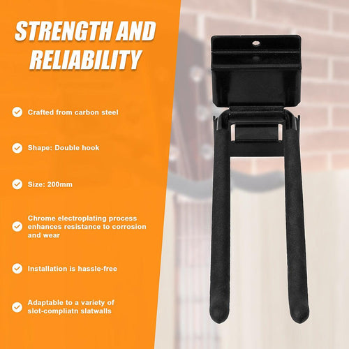 Slatwall Storage Pack for Retail Display Garage Storage - Black Double Hook