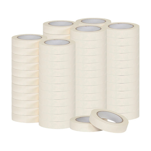 72 x White Masking Tape Rolls – 24mm x 50m Painters Adhesive Tape for Clean Paint Lines
