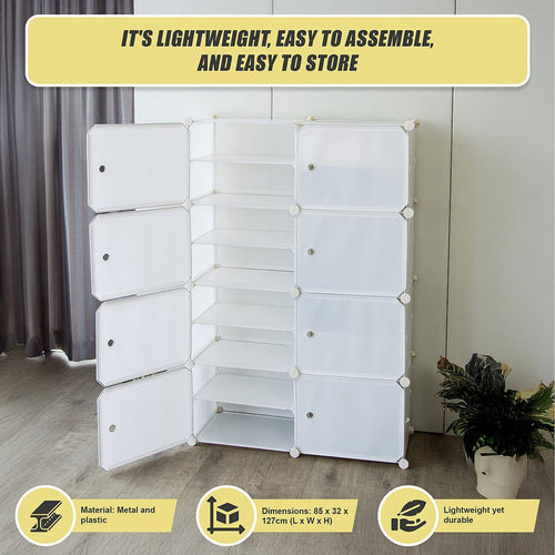 White Cube DIY Shoe Cabinet Rack Storage Portable Stackable Organiser Stand 