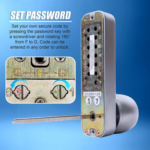 Mechanical Keyless Door Lock with Handle for Garage and Office