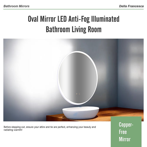 Oval Mirror LED Anti-Fog  Illuminated Bathroom Living Room