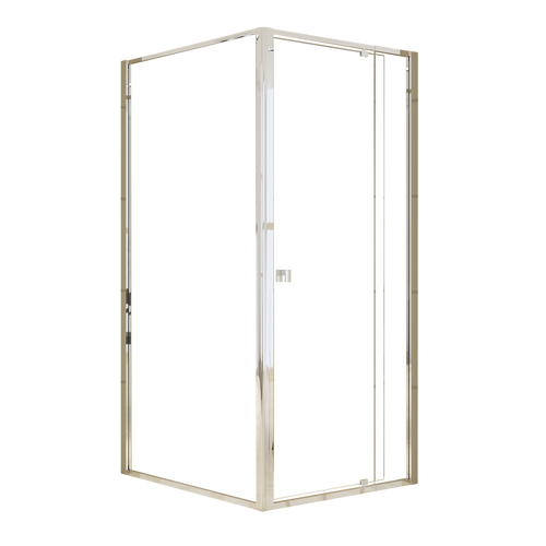 Adjustable Semi Frameless Shower Screen Front: (82~90)x195cm with Gold Hardware and Side: (98~101)x195cm