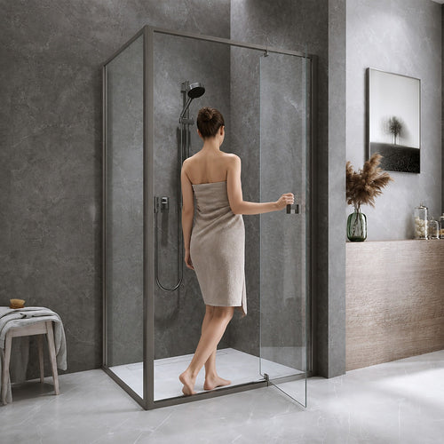 Semi-Frameless Shower Screen – Gunmetal, Front: (98~106)x195cm, Side: (98~101)x195cm