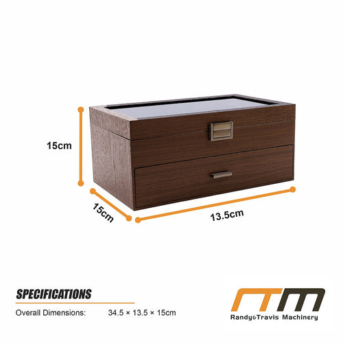 Watch Box 24 Slot Display Case with Drawer & Clear Acrylic Lid