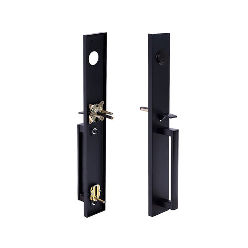 Matte Black Single Door Handle Set Dummy Front Entry with Deadbolt Style Lock