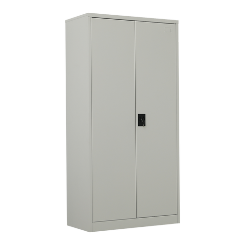 Double-Door Metal Cabinet with 4 Shelves – Office, Garage, or Home Storage in Grey without Legs