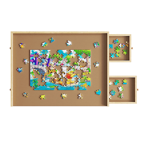 Wooden Jigsaw Puzzle Table Board Storage Table