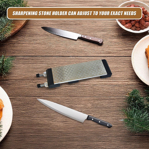 Double-Sided Diamond Knife Sharpeners Sharpening Stone W/ Stone Holder