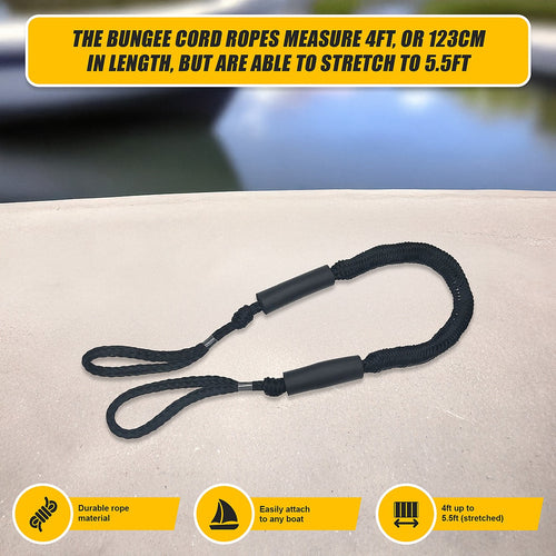 4 Pack Marine Bungee Dock Line Boat Mooring Rope Anchor Cord Stretch