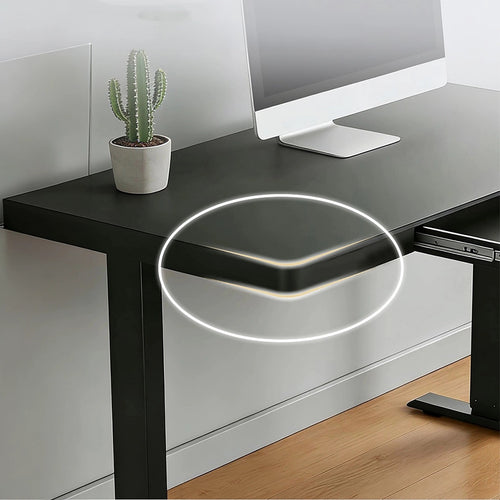 Electric Standing Desk 120x60cm Black Glass with Drawer & Wireless Charger