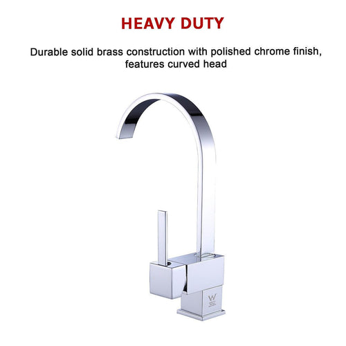 Basin Mixer Tap Curved Neck Faucet -Kitchen Laundry Bathroom Sink