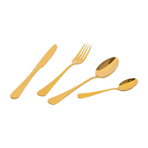 Tableware 24PC Gold Cutlery Set SS304 Household Knife Fork Spoon Kitchen with Storage Rack Dinner Service