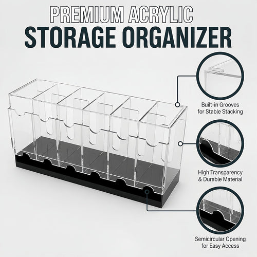 6 Slot Booster Pack Dispenser Acrylic Stackable Black Base
