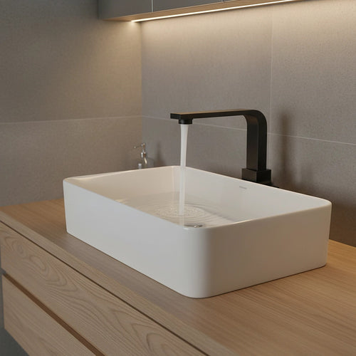 Kitchen Mixer Tap L-Neck Faucet – Laundry & Bathroom Sink Mixer in Black Finish