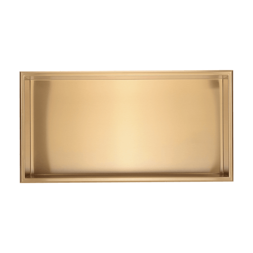 641 x 336 x 101mm Shower Niche Single Shelf Organizer No Tile Needed in Gold Finish