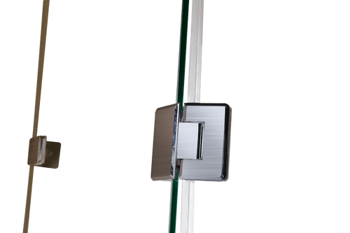 Frameless 10mm Glass Shower Screen 100 x 80cm Nickel Hinges/Brackets and Round Handle