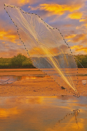 3m Nylon Fishing Cast Net – Quick Throw Mesh with Drawstring & Chain Bottom Weights