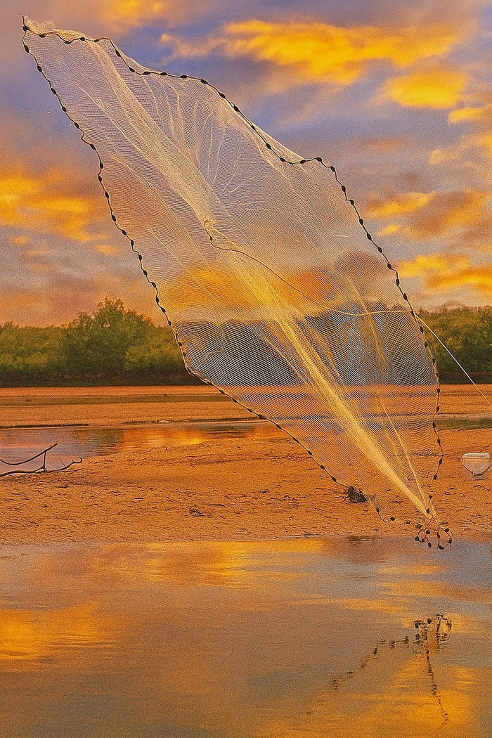 3m Nylon Fishing Cast Net – Quick Throw Mesh with Drawstring & Chain Bottom Weights
